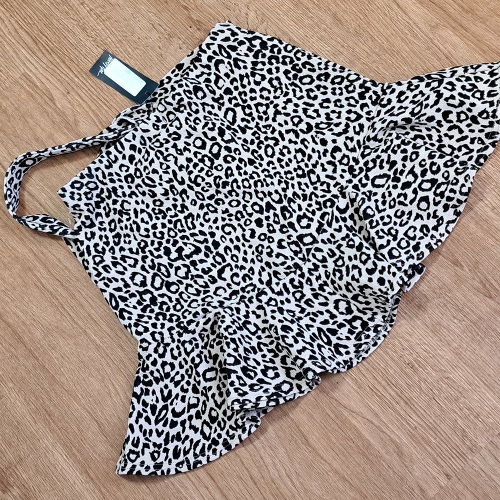 Nasty Gal Ruffle Hem Leopard Mini Skirt Size 10 NWT - Picture 8 of 10
